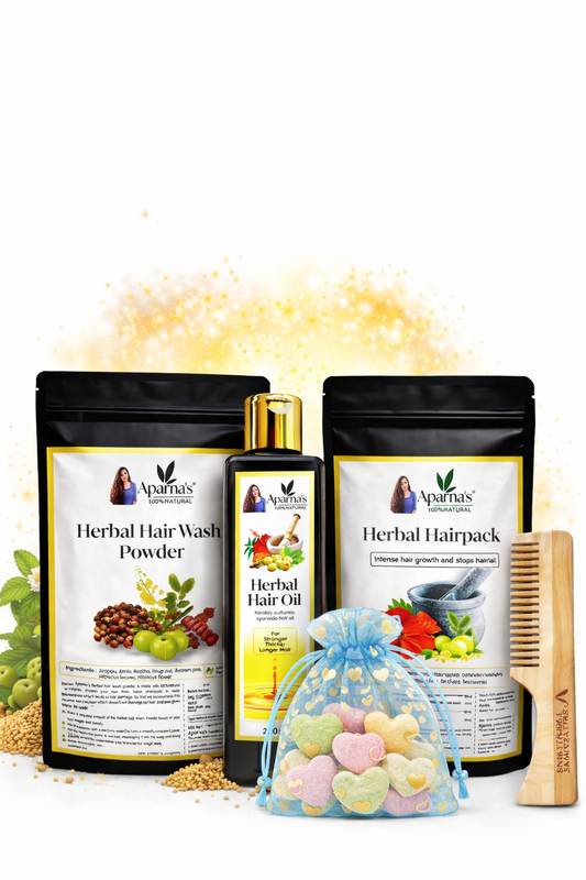Buy Haircare Kit Hairoil (200ml)+Hairpack+Hairwash = 924/- Get FREE Neem Comb & Facial Bomb
