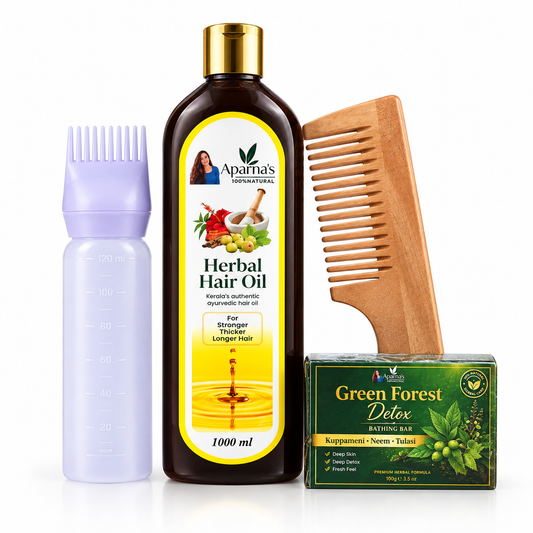 1000 HAIR OIL + FREE NEEM COMB, GREEN FOREST SOAP AND APPLICATOR BOTTLE