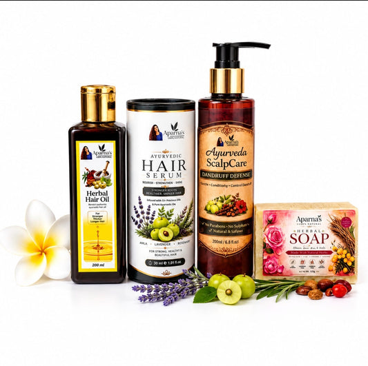 100ml Hairoil + Hair Serum + 200ml
Hibiscus Shampoo 
Get FREE Herbal soap