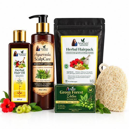 200ml HAIR OIL + NEEM SHAMPOO + HAIRPACK + FREE GREEN FOREST SOAP & LOOFAH SCRUB